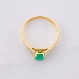 Solitaire Ring Bridge Emerald 43pts Diamonds 14pts 2.3g / T7 Yellow Gold 18K