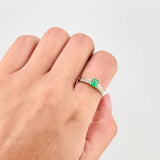 Solitaire Ring Bridge Emerald 43pts Diamonds 14pts 2.3g / T7 Yellow Gold 18K