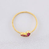 Anillo Corazón Rubíes 23pts 1.05g / T5 3/4 Oro Amarillo 18K