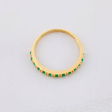 Anillo Carril Tupido Esmeraldas 23pts 1.7g / T6 3/4 Oro Amarillo 18K