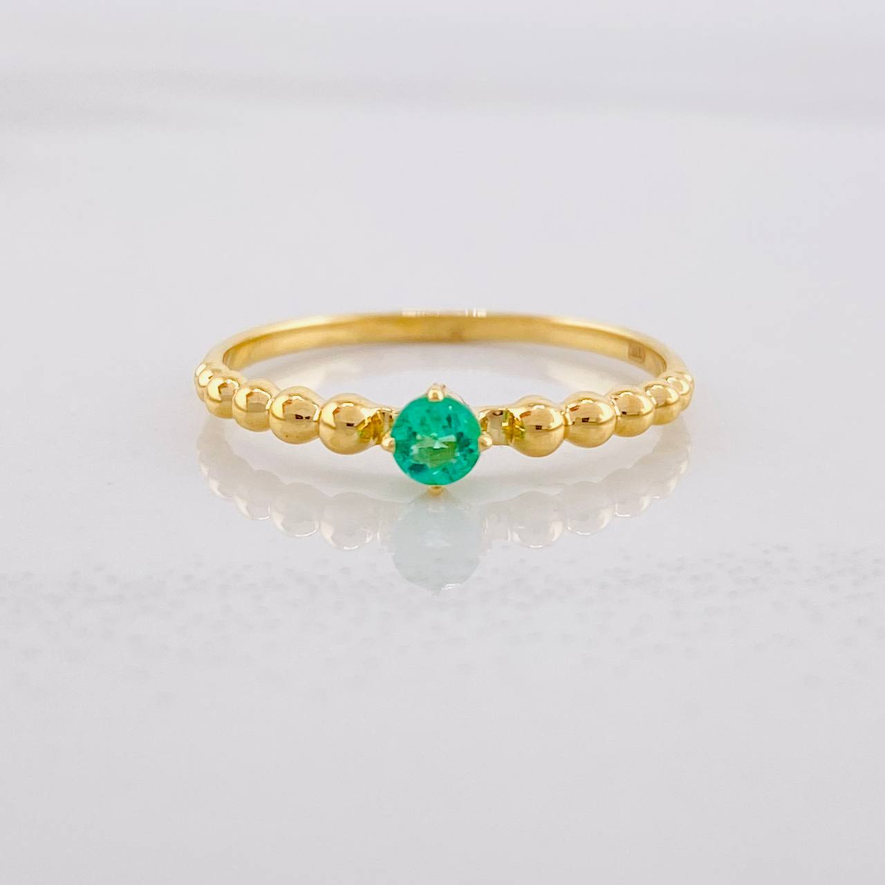 Solitaire Ring Bubbles Emerald 12pts 0.0013g / T6 1/4 Yellow Gold 18K