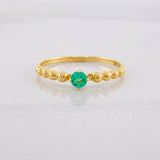 Solitaire Ring Bubbles Emerald 12pts 0.0013g / T6 1/4 Yellow Gold 18K