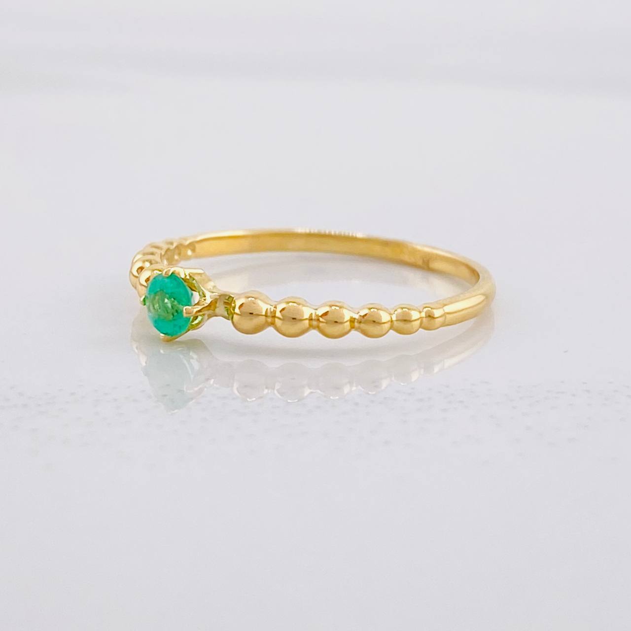 Solitaire Ring Bubbles Emerald 12pts 0.0013g / T6 1/4 Yellow Gold 18K