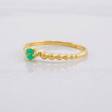 Solitaire Ring Bubbles Emerald 12pts 0.0013g / T6 1/4 Yellow Gold 18K