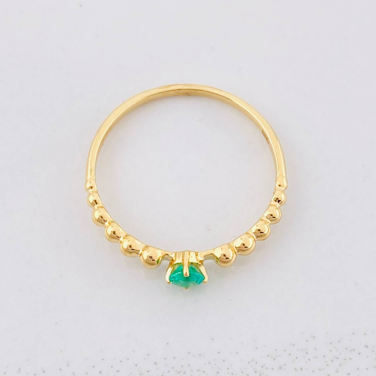 Solitaire Ring Bubbles Emerald 12pts 0.0013g / T6 1/4 Yellow Gold 18K