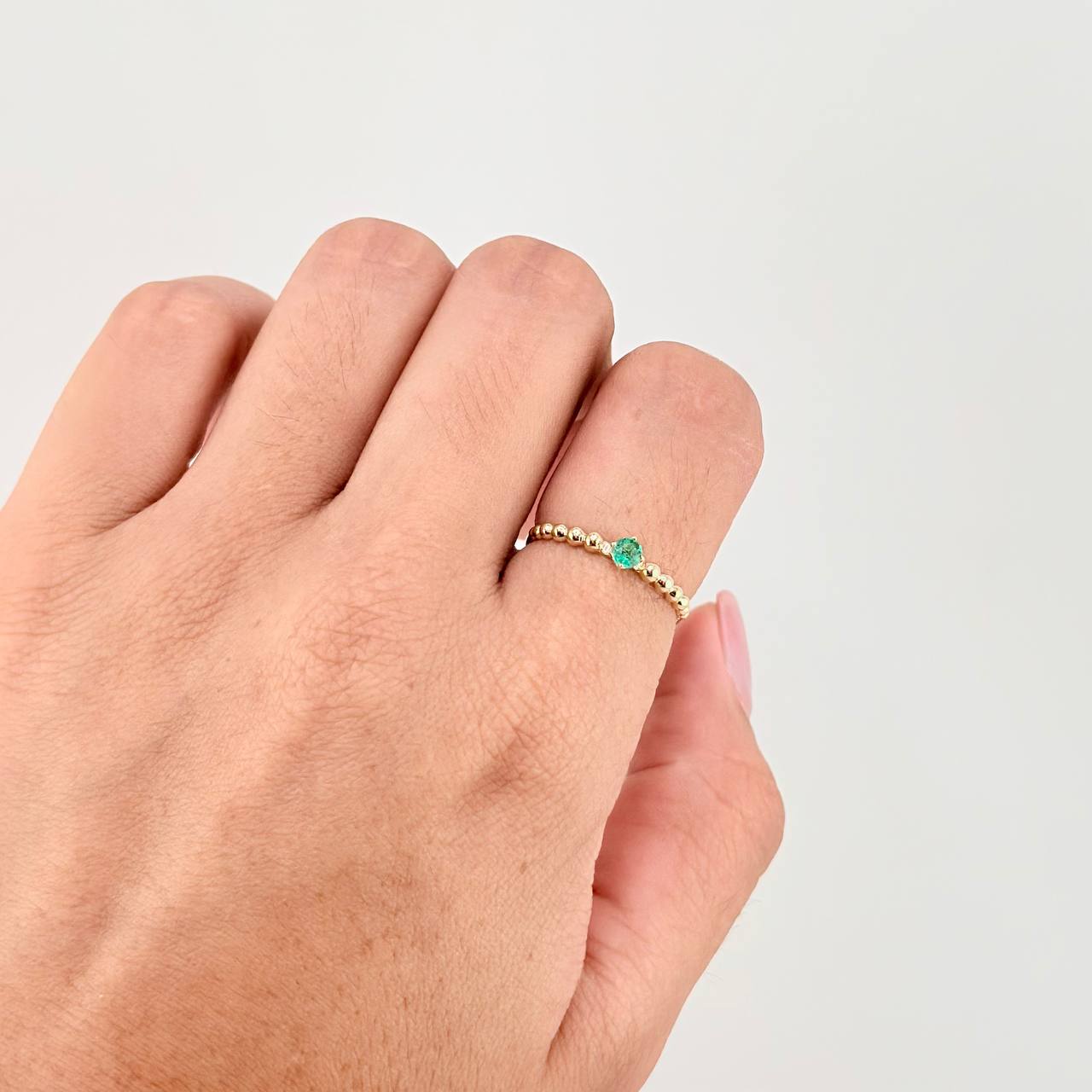 Solitaire Ring Bubbles Emerald 12pts 0.0013g / T6 1/4 Yellow Gold 18K