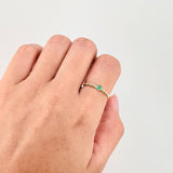 Solitaire Ring Bubbles Emerald 12pts 0.0013g / T6 1/4 Yellow Gold 18K