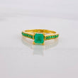 Solitaire Ring Dense Channel Emeralds 80pts 2.5g / T6 3/4 Yellow Gold 18K