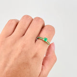 Solitaire Ring Dense Channel Emeralds 80pts 2.5g / T6 3/4 Yellow Gold 18K