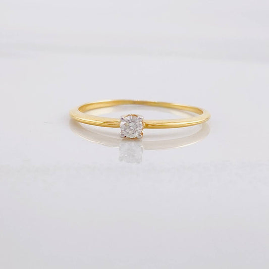 Anillo Solitario Cuatro Garras Diamante 13pts 0.95g / T6 1/4 Oro Amarillo 18K