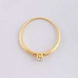 Solitaire Ring Four Claws Diamond 13pts 0.95g / T6 1/4 Yellow Gold 18K