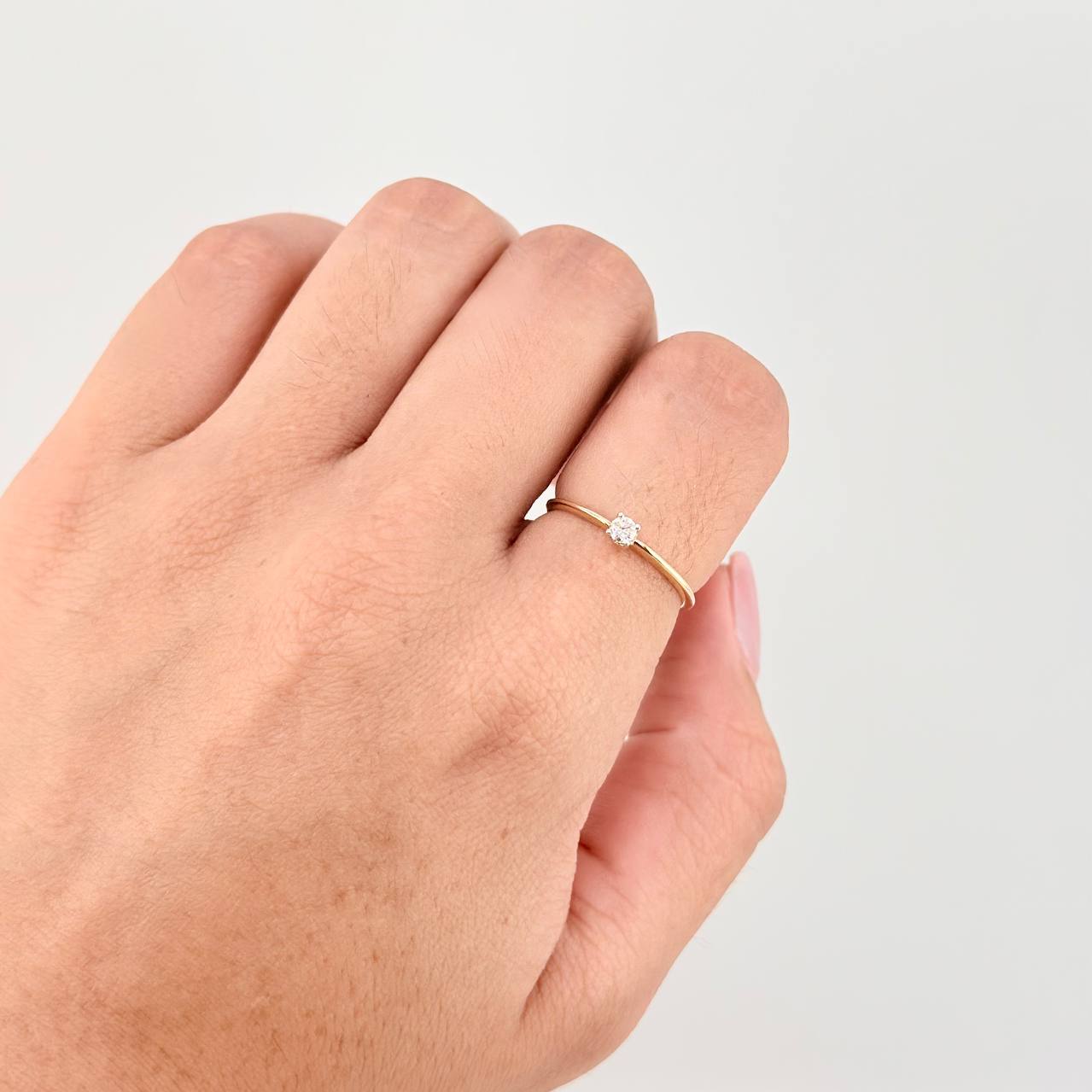 Solitaire Ring Four Claws Diamond 13pts 0.95g / T6 1/4 Yellow Gold 18K