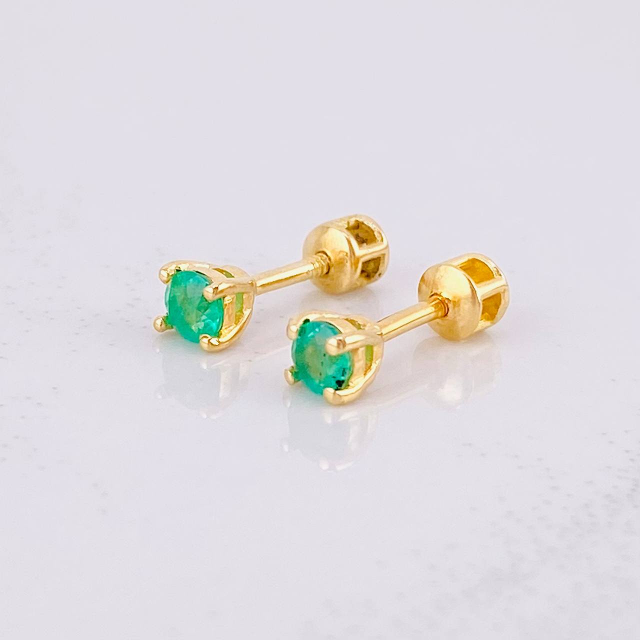 Stud Earrings Spark Emerald 12pts 0.65g / in / 2.2mm Yellow Gold 18K