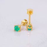Stud Earrings Spark Emerald 12pts 0.6g / in / 2.4mm Yellow Gold 18K