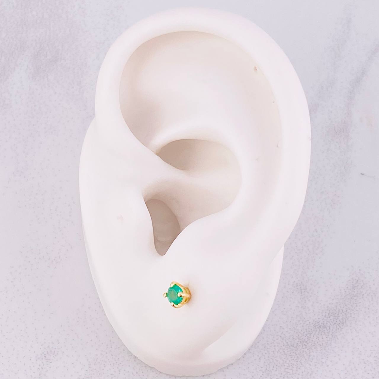 Stud Earrings Spark Emerald 12pts 0.6g / in / 2.4mm Yellow Gold 18K