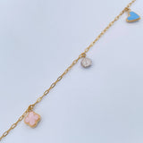 Tobillera Aro Seguido 3.35gr / 10 1/4 in / Dos Oro Amarillo Blanco 18K &