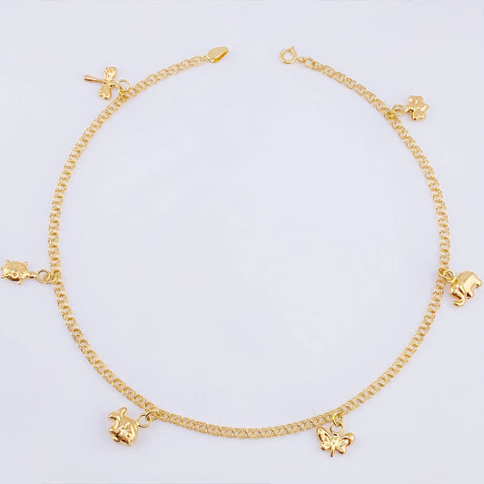 Tobillera Aro Seguido Dije 3.3gr / 9 3/4 in / 2.1mm Oro Amarillo 18K ©