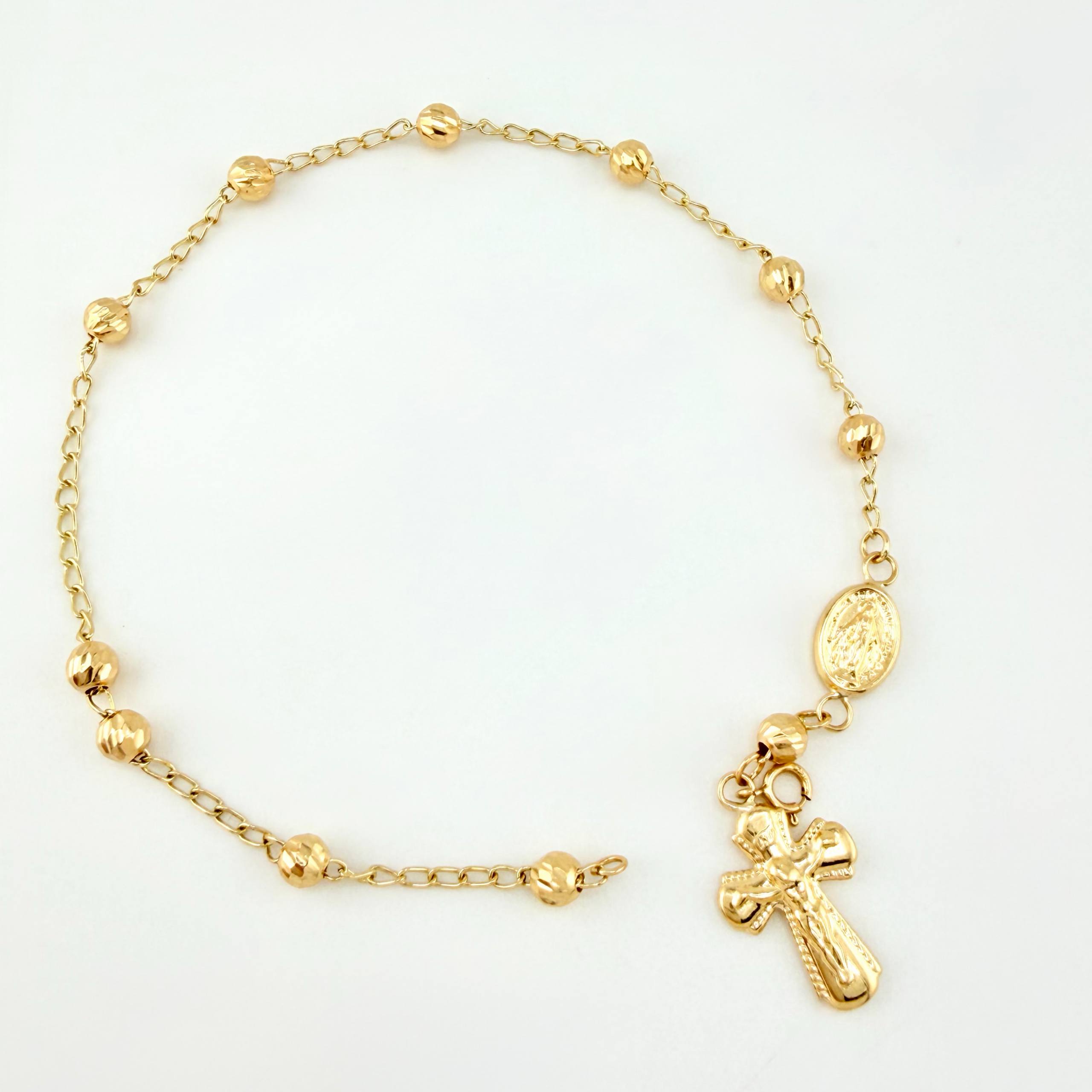 Pulso Denario Virgen Milagrosa 2.7gr / 7 in / 4mm Oro Amarillo 18K
