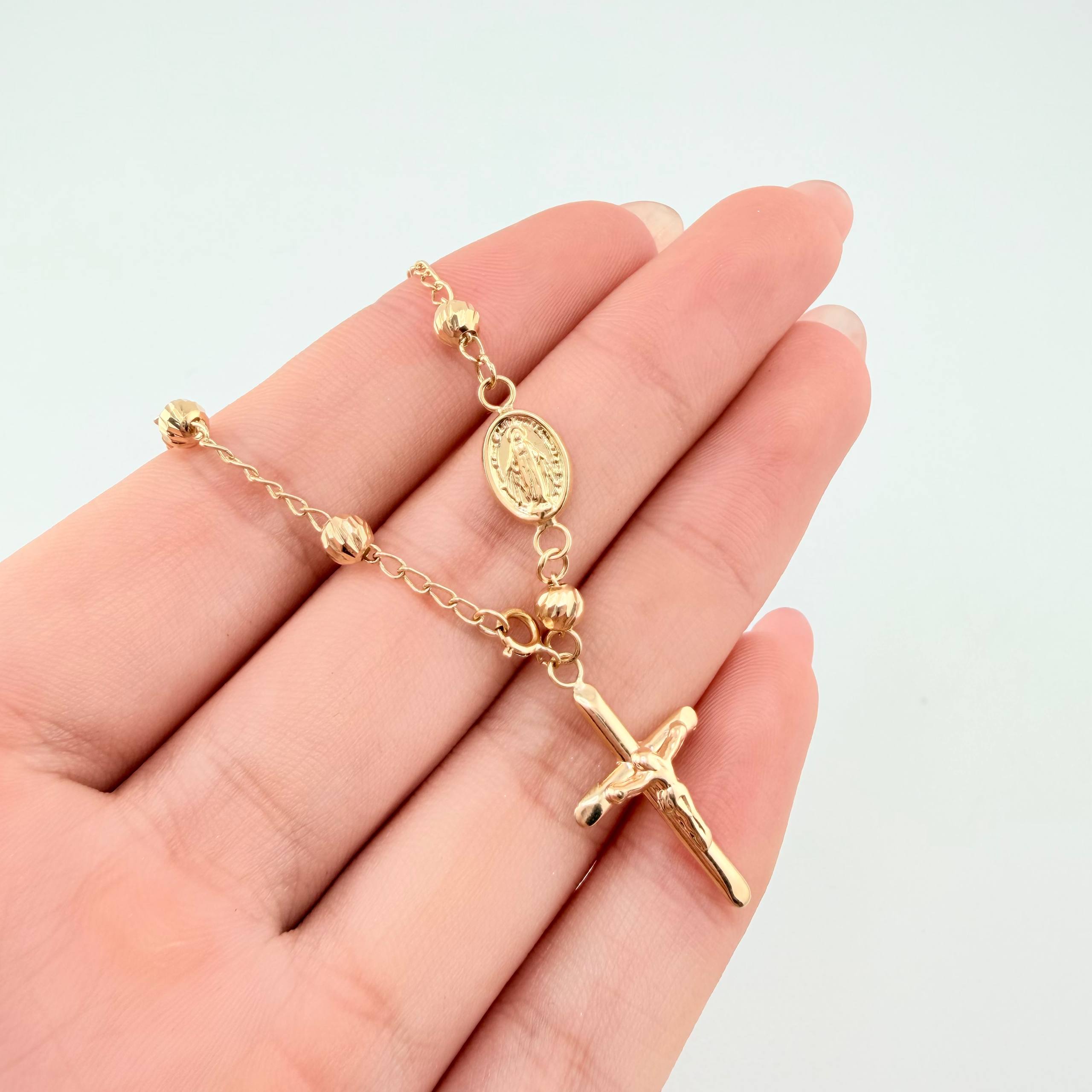 Denario Bracelet Miraculous Virgin 2.7gr / 7 1/4 in / 4mm Yellow Gold 18K *