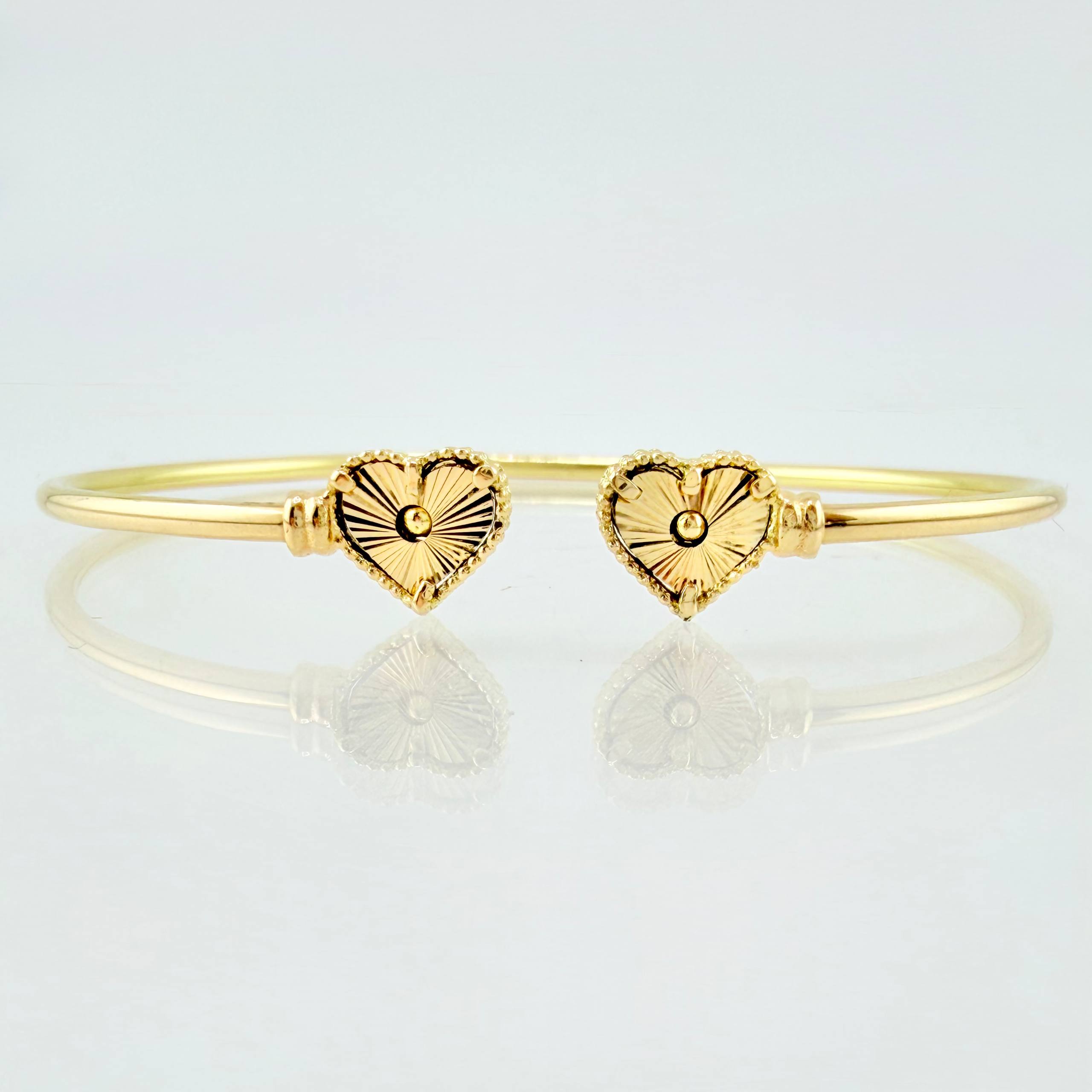 Bracelet Classic Link Heart Diamond Cut 3.55gr / 6 in / 2mm Yellow Gold Nac.Esp. 18K ©