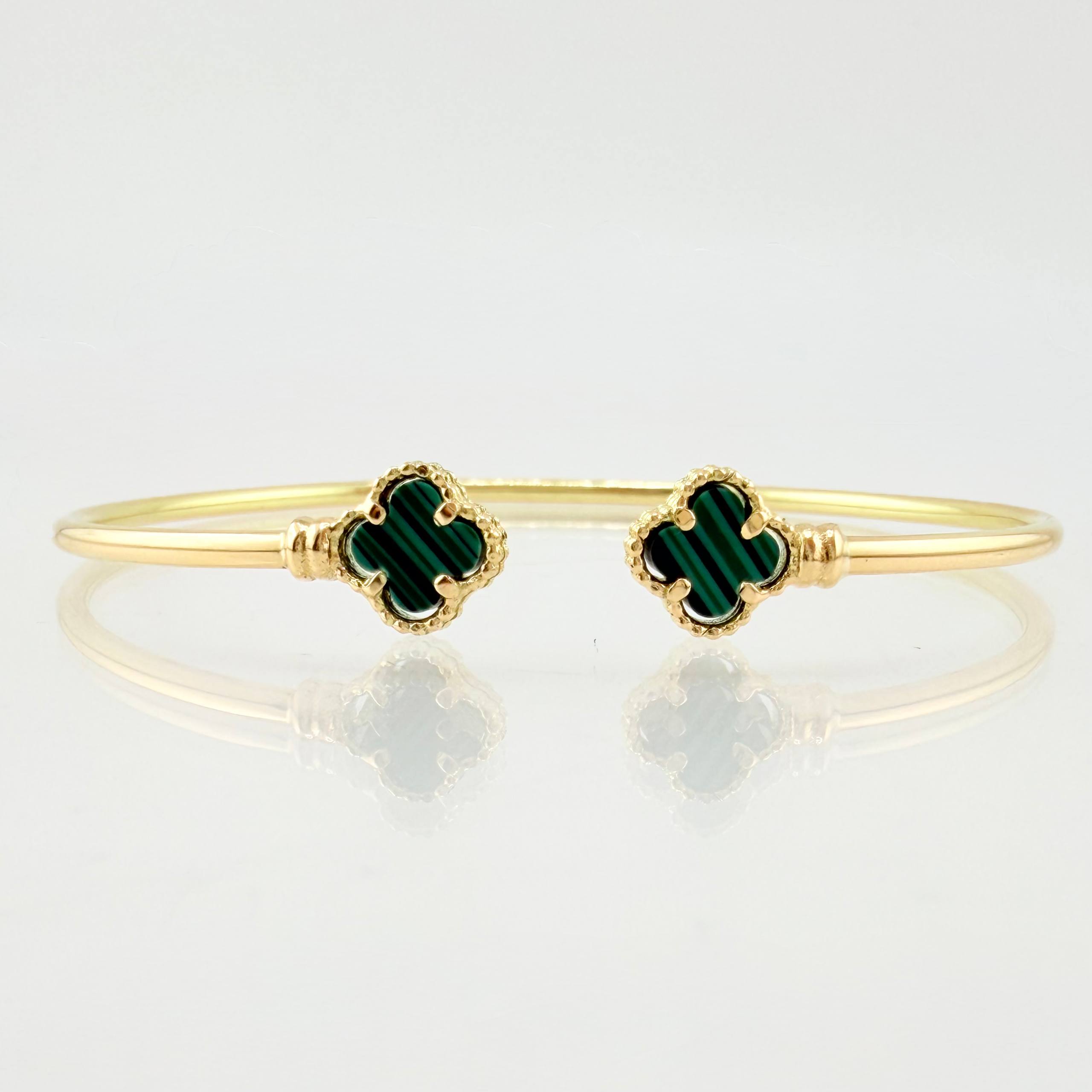 Bracelet Classic Link Clover Green 3gr / 6 in / 2mm Yellow Gold Nac.Esp. 18K ©