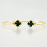 Bracelet Classic Link Clover Green 3gr / 6 in / 2mm Yellow Gold Nac.Esp. 18K ©