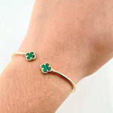 Bracelet Classic Link Clover Green 3gr / 6 in / 2mm Yellow Gold Nac.Esp. 18K ©