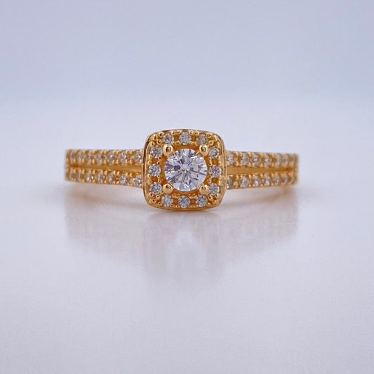 Anillo Halo Cuadrado 2.5gr / T6 1/2 / Oro Amarillo 18K &