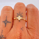 Anillo Cruz Bolas 2.1gr / T8 / Oro Amarillo 18K &