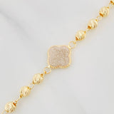 Military Style Bracelet Clover 3.55g / 7 1/2 in / 4mm Yellow Gold 18K