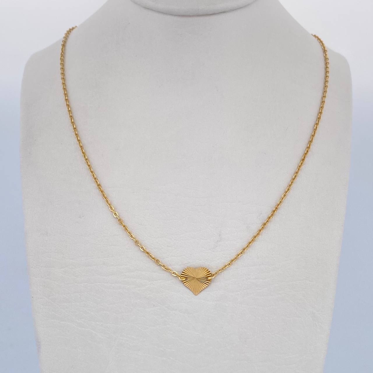 Cadena Aro Seguido Corazon 2.15gr / 42cm / 1.1mm Diamantada Oro Amarillo 18K &