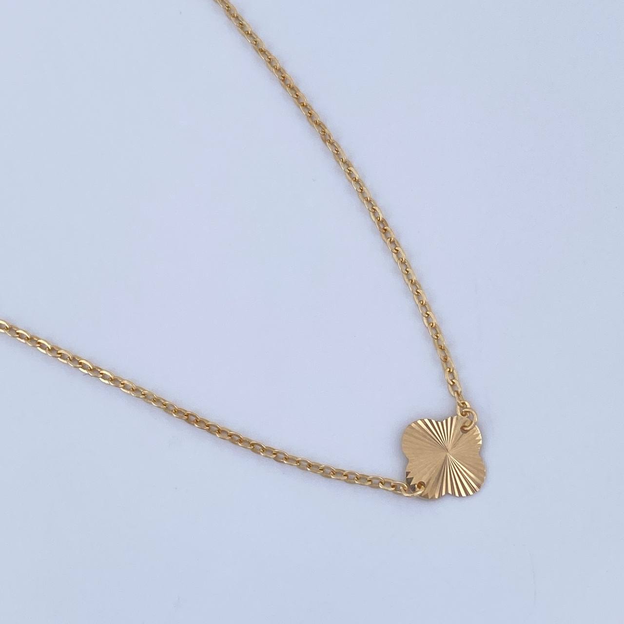 Cadena Aro Seguido Trebol 2.2gr / 42.5cm / 1.3mm Diamantada Oro Amarillo 18K &