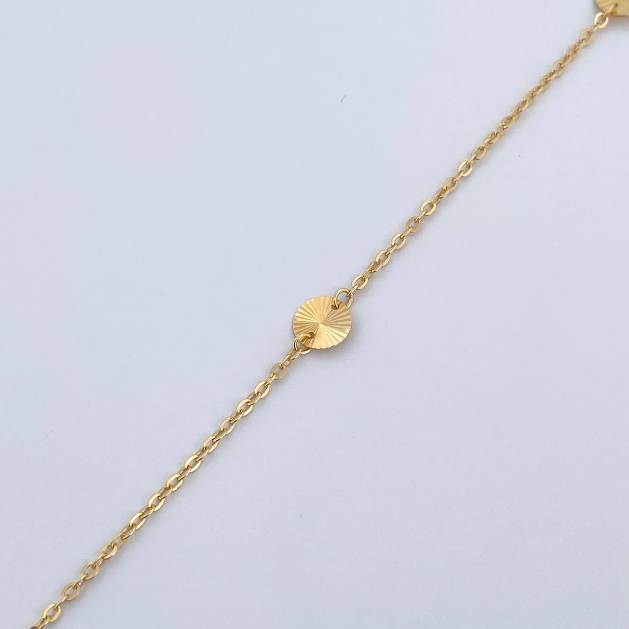 Ankle bracelet Classic Link Circles 1.75gr / 25.5cm / 1.1mm Diamond Cut 18K Yellow Gold &