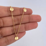 Ankle bracelet Classic Link Circles 1.9gr / 25.1cm / 1.1mm Diamond Cut 18K Yellow Gold &