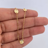 Ankle bracelet Classic Link Circles 1.75gr / 25.5cm / 1.1mm Diamond Cut 18K Yellow Gold &