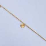 Ankle bracelet Classic Link Circles 1.9gr / 25.1cm / 1.1mm Diamond Cut 18K Yellow Gold &