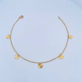 Ankle bracelet Classic Link Flowers 1.95gr / 25.1cm / 1.1mm Diamond Cut 18K Yellow Gold &