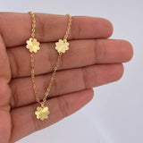 Ankle bracelet Classic Link Flowers 1.95gr / 25.1cm / 1.1mm Diamond Cut 18K Yellow Gold &