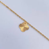 Ankle bracelet Classic Link Circles Clover 2.15gr / 25.4cm / 1.1mm Diamond Cut 18K Yellow Gold &