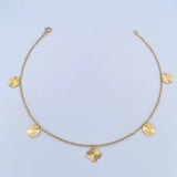 Ankle bracelet Classic Link Circles Clover 2.15gr / 25.4cm / 1.1mm Diamond Cut 18K Yellow Gold &