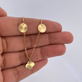 Ankle bracelet Classic Link Circles Clover 2.15gr / 25.4cm / 1.1mm Diamond Cut 18K Yellow Gold &