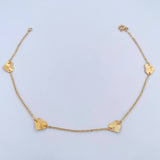 Ankle bracelet Classic Link Hearts 1.8gr / 25cm / 1.1mm Diamond Cut 18K Yellow Gold &