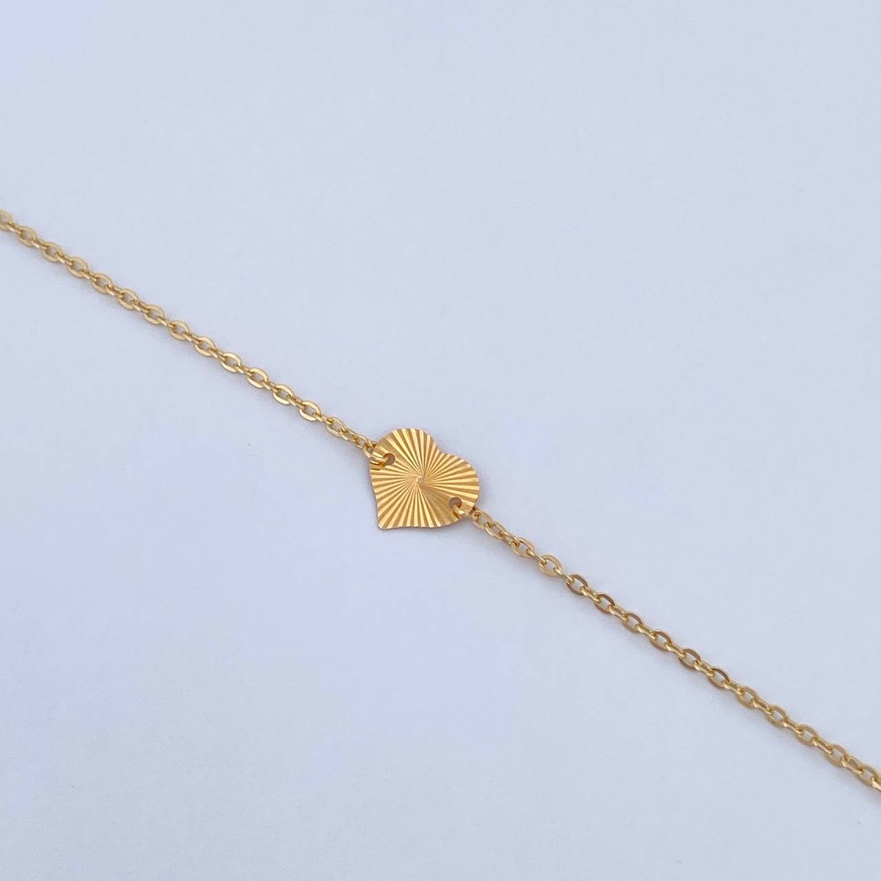Ankle bracelet Classic Link Hearts 1.8gr / 25cm / 1.1mm Diamond Cut 18K Yellow Gold &