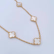 Paperclip Chain Clover 27.1gr / 60cm / 1.9mm White Mother-of-Pearl 18K Yellow Gold $