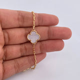 Paperclip Chain Clover 27.1gr / 60cm / 1.9mm White Mother-of-Pearl 18K Yellow Gold $