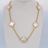 Paperclip Chain Clover 27.1gr / 60cm / 1.9mm White Mother-of-Pearl 18K Yellow Gold $