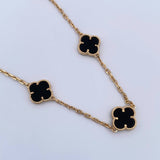 Paperclip Chain Clover  27.1gr / 59.9cm / 1.9mm Black Onyx 18K Yellow Gold $