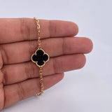 Paperclip Chain Clover  27.1gr / 59.9cm / 1.9mm Black Onyx 18K Yellow Gold $