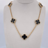 Paperclip Chain Clover  27.1gr / 59.9cm / 1.9mm Black Onyx 18K Yellow Gold $