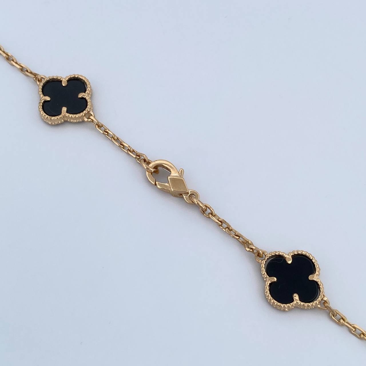Paperclip Chain Clover  27.1gr / 59.9cm / 1.9mm Black Onyx 18K Yellow Gold $